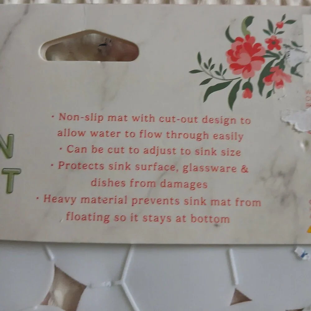 Listing For STEVE - 2 Kitchen Sink Mats-Coquette Pink Pastel Floral Non-Slip NWT - Picture 5 of 10